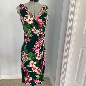 Tommy Bahama Womens Faux Wrap Dress  Green Tropical Floral  XXS